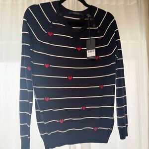 Scotch & Soda Blue and Red Crew Neck Sweater